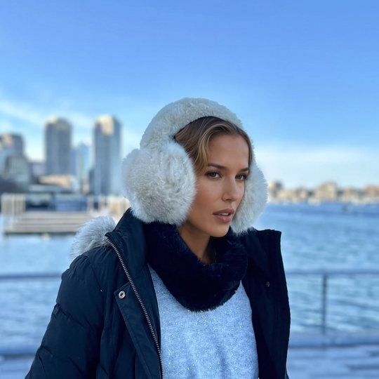 Alpaca Fur Earmuffs - Beige